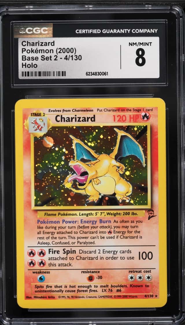 2000 Pokemon Base Set 2 Holo Charizard #4 CGC 8 NM-MT