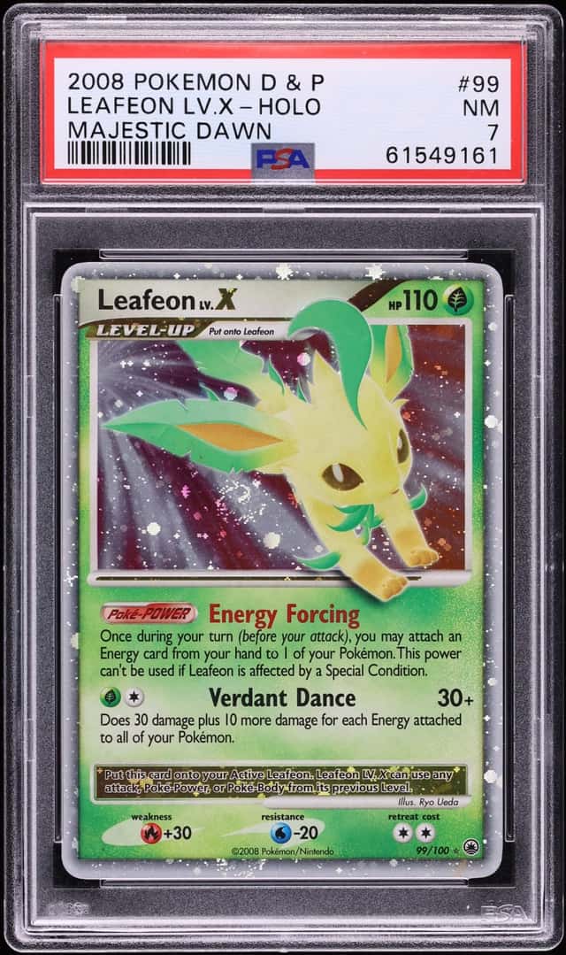 2008 Pokemon Diamond & Pearl Majestic Dawn Holo Leafeon LV.X #99 PSA 7 NRMT
