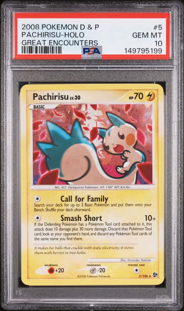 2008 Pokemon Diamond & Pearl Great Encounters Holo Pachirisu #5 PSA 10 GEM MINT