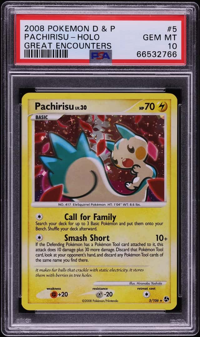 2008 Pokemon Diamond & Pearl Great Encounters Holo Pachirisu #5 PSA 10 GEM MINT
