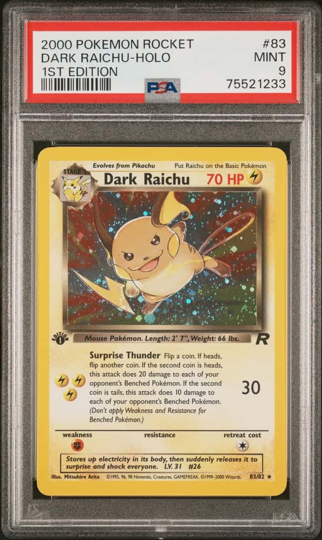 2000 Pokemon Team Rocket 1st Edition Holo Dark Raichu #83 PSA 9 MINT
