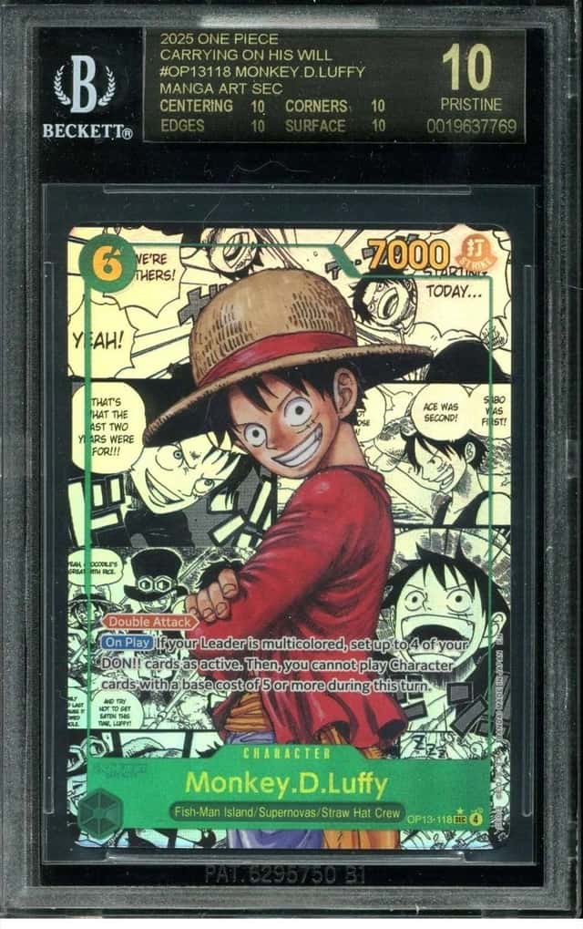 2025 ONE PIECE MANGA ART #OP13118 MONKEY D. LUFFY 4SC ELITE BGS 10 BLACK LABEL