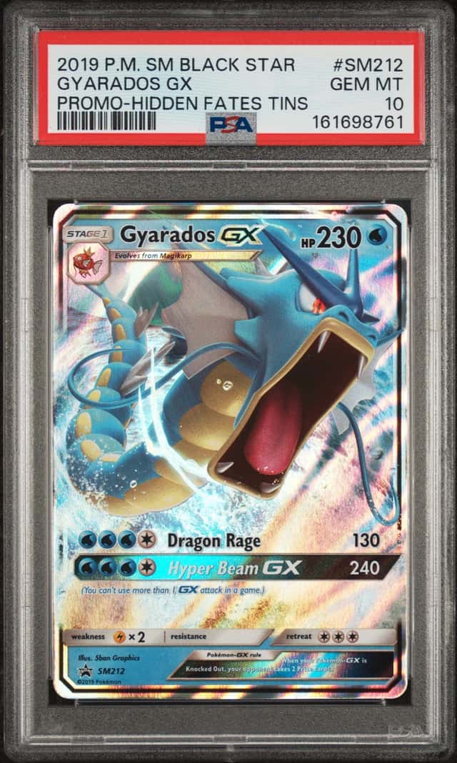 2019 Pokemon Gyarados GX SM212 PSA 10 Hidden Fates Tin Promo