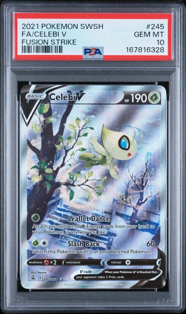 2021 POKEMON SWORD & SHIELD FUSION STRIKE #245 FULL ART/CELEBI V PSA 10