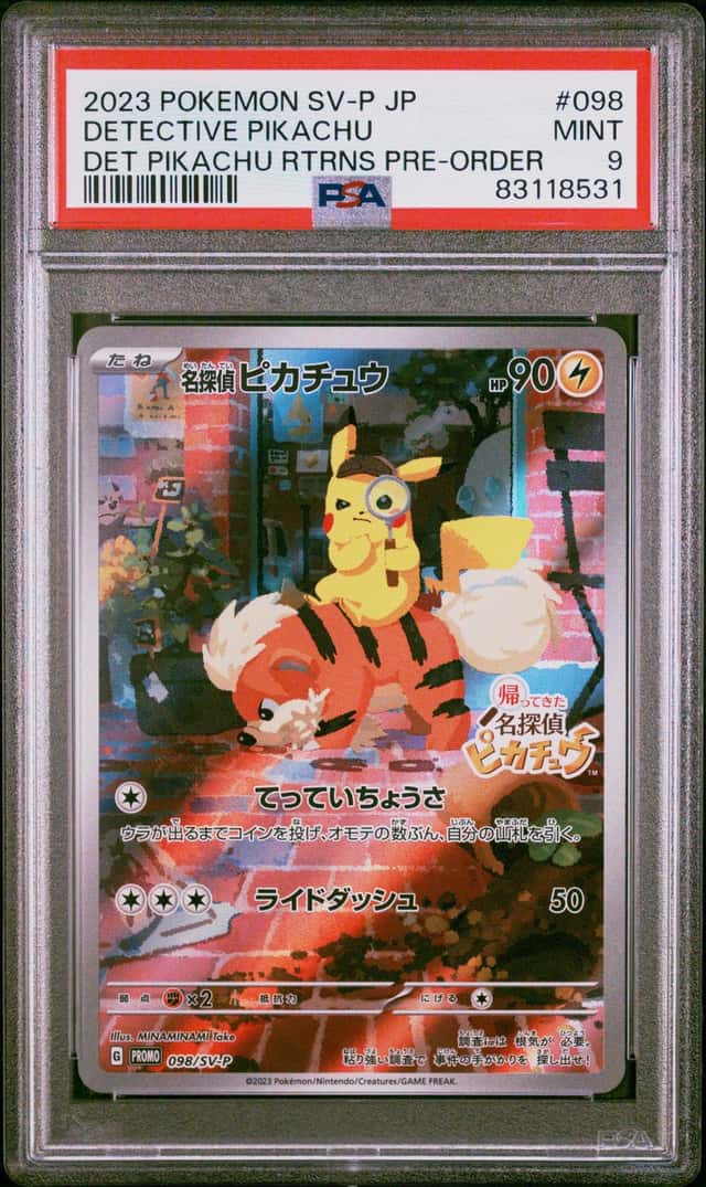 DETECTIVE PIKACHU 2023 POKEMON DET PIKACHU RTRNS PRE ORDER #098 PSA 9 Q3963-7