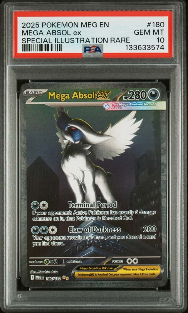 2025 Pokemon TCG Mega Absol ex 180/132 ME01 SIR Holo English PSA 10