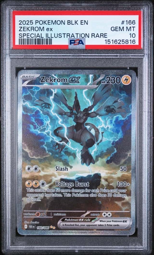 POKEMON ZEKROM ex 2025 BLK EN-BLACK BOLT #166 SIR PSA 10