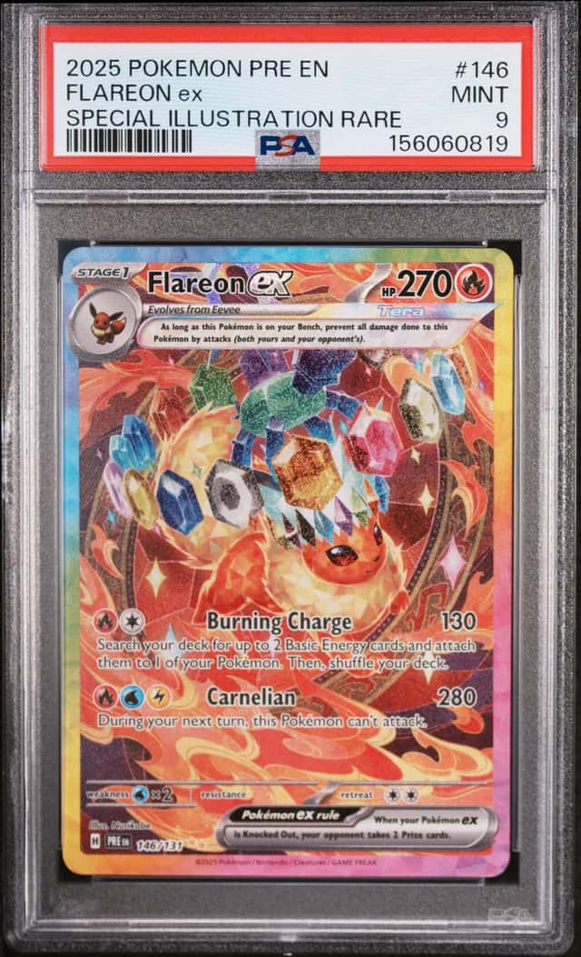 FLAREON EX 2025 POKEMON PRISMATIC EVOLUTIONS 146/131 SIR PSA 9 Q3963-7