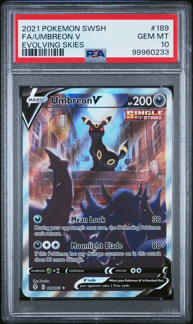 UMBREON V 2021 POKEMON EVOLVING SKIES 189/203 FULL ART PSA 10 Q3963-7