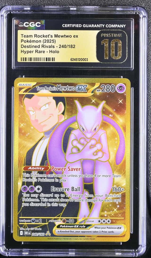 Team Rocket's Mewtwo EX 240/182 Hyper Rare Holo Pokemon CGC 10 Pristine