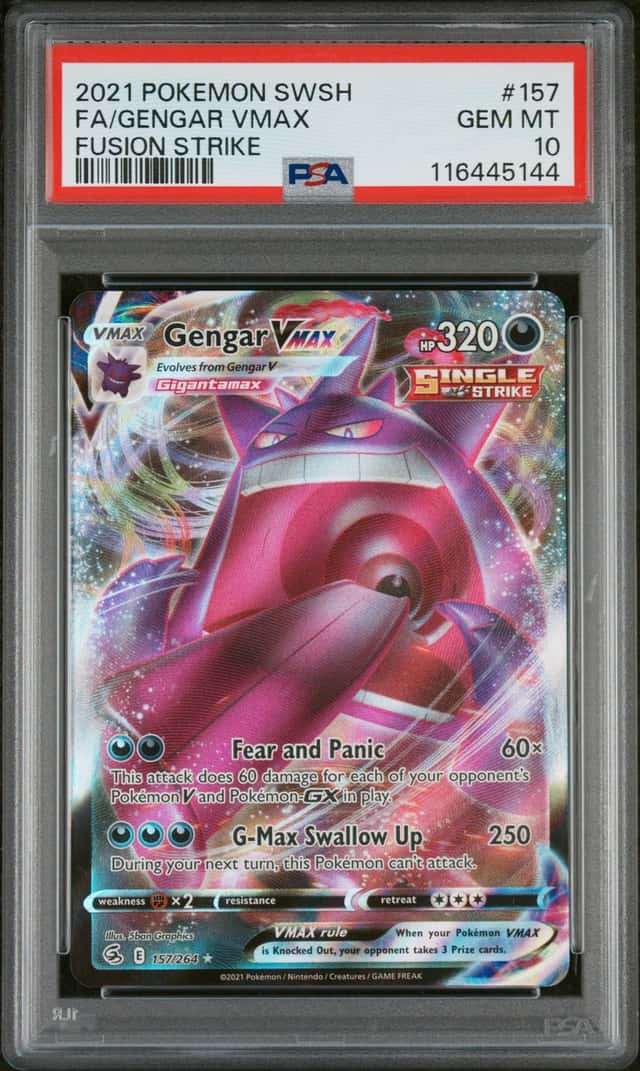 GENGAR VMAX 2021 POKEMON FUSION STRIKE 157/264 FULL ART PSA 10 Q3963-7