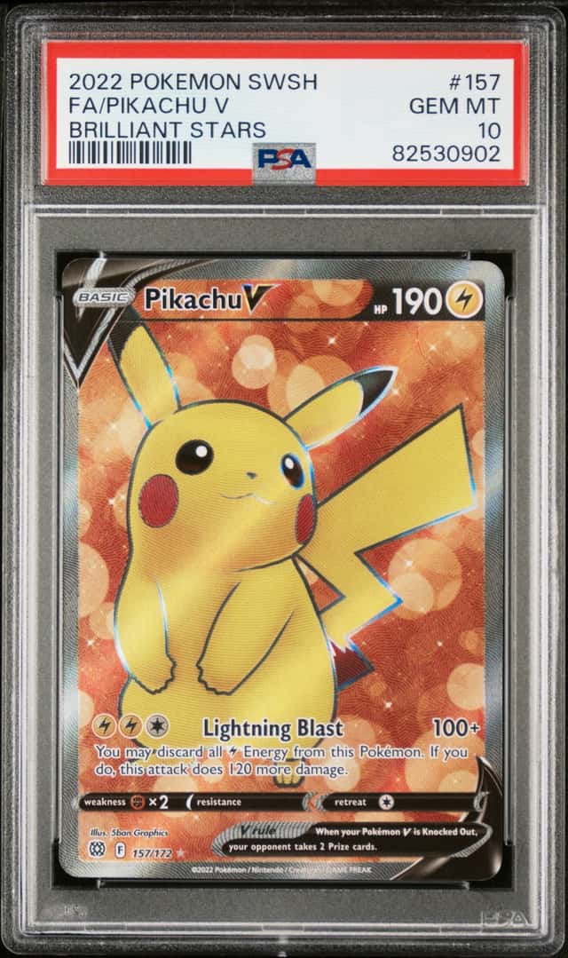 2022 Pokemon Sword and Shield Brilliant Stars Pikachu V #157 PSA 10