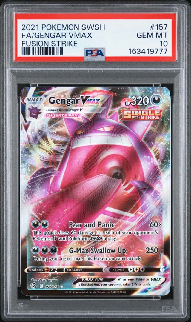 The Pokémon Company Pokemon TCG Gengar VMAX Fusion Strike Full Art Holo PSA 10