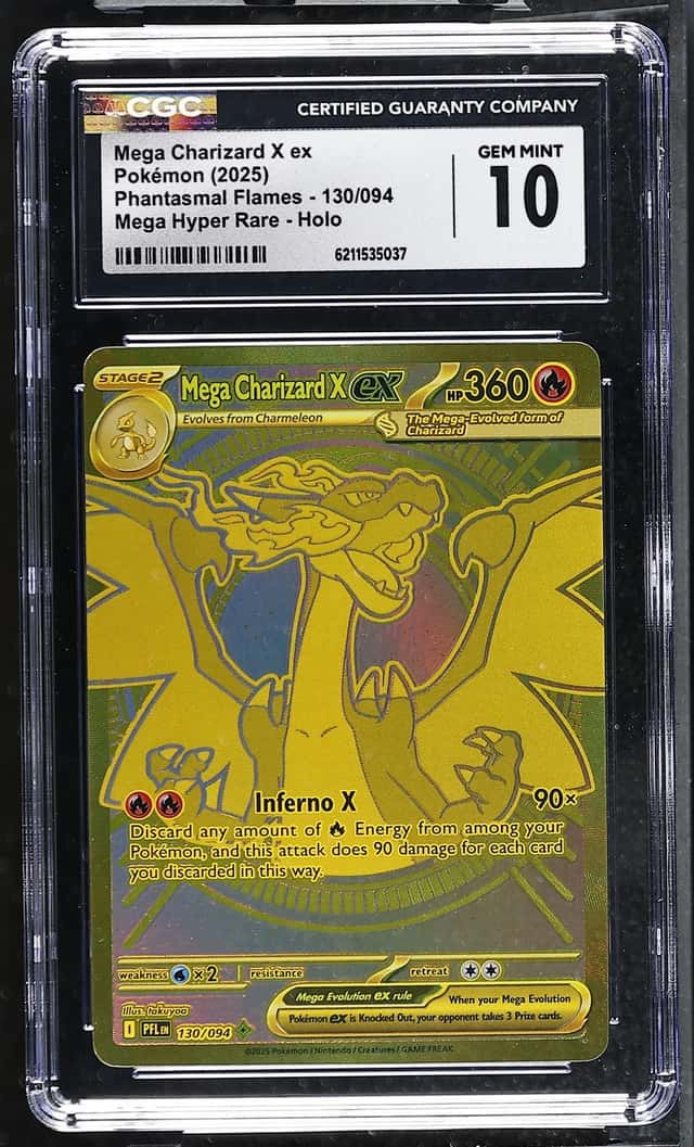 CGC 10 - MEGA CHARIZARD X EX - 130/094 PHANTASMAL FLAMES HYPER RARE HOLO POKEMON