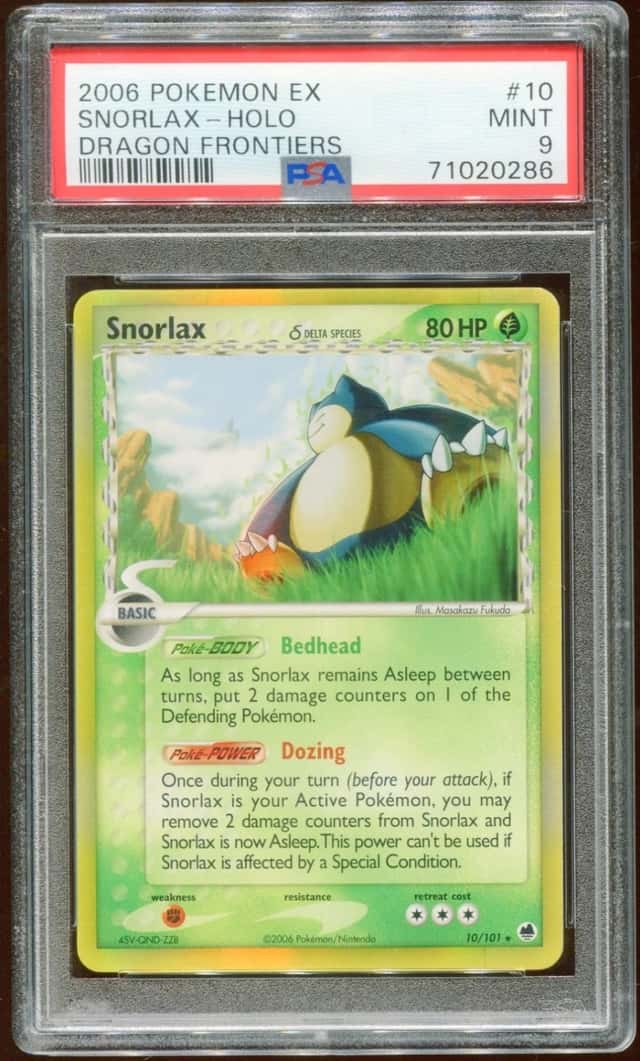 2006 POKEMON EX DRAGON FRONTIERS SNORLAX #10/101 RARE HOLO FOIL PSA 9 E10