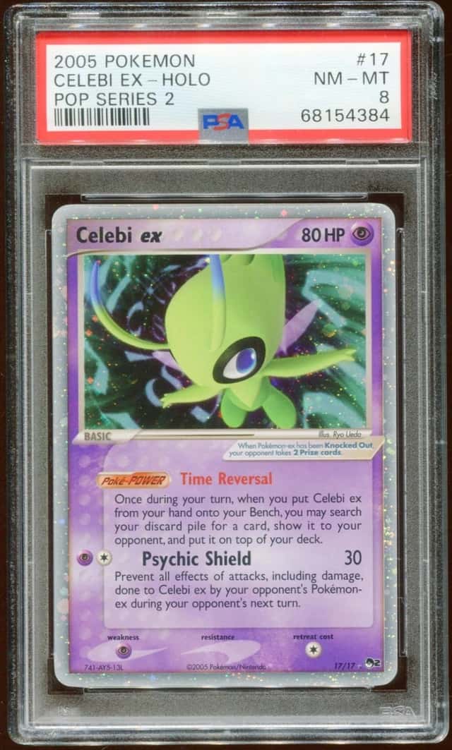 2005 POKEMON POP SERIES 2 CELEBI EX #17/17  PROMO HOLO FOIL PSA 8 E10