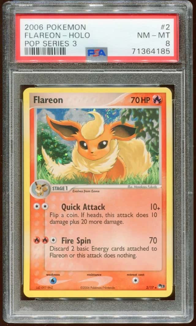 2006 POKEMON POP SERIES 3 FLAREON #2/17 RARE PROMO HOLO FOIL PSA 8 E10