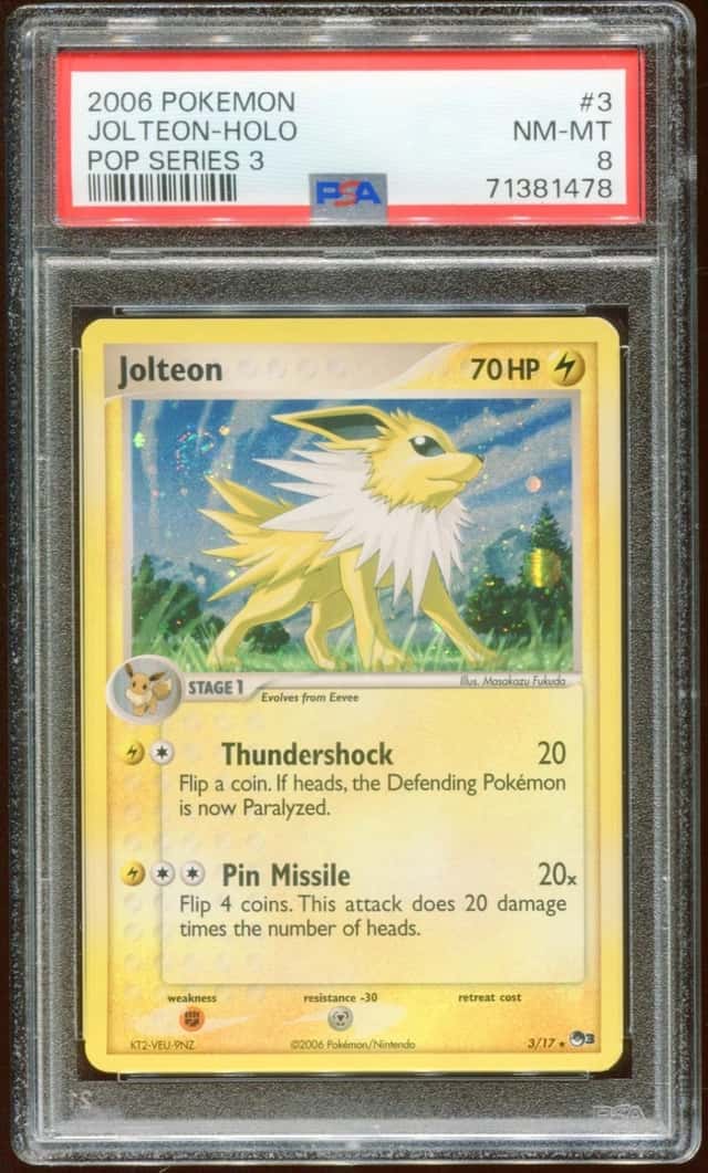 2006 POKEMON POP SERIES 3 JOLTEON #3/17 RARE PROMO HOLO FOIL PSA 8 E10