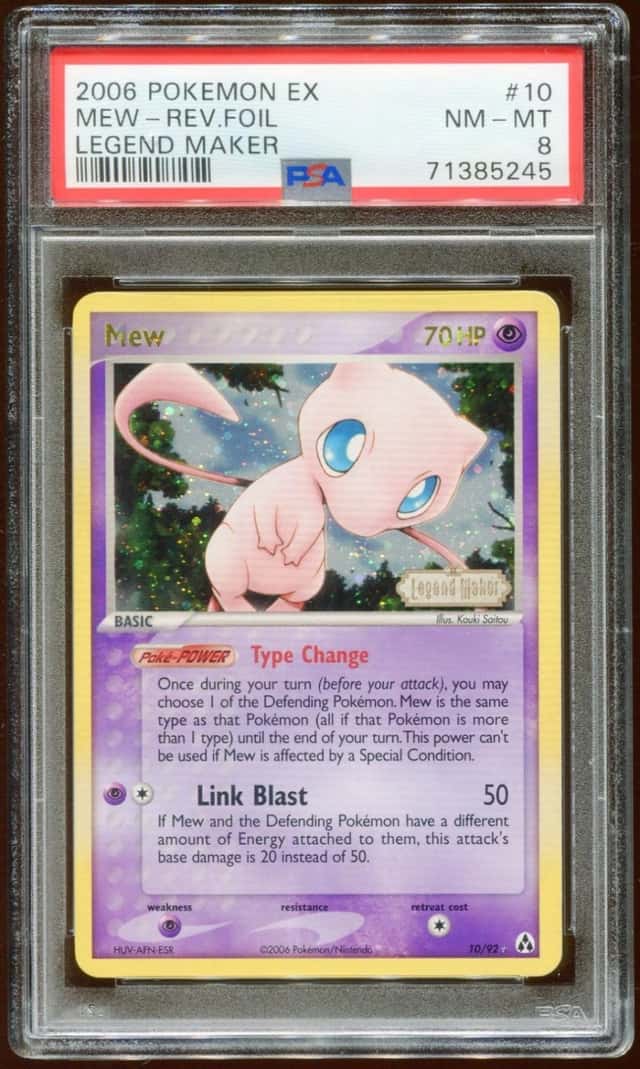 2006 POKEMON EX LEGEND MAKER MEW #10/92 REVERSE STAMPED HOLO FOIL PSA 8 E10