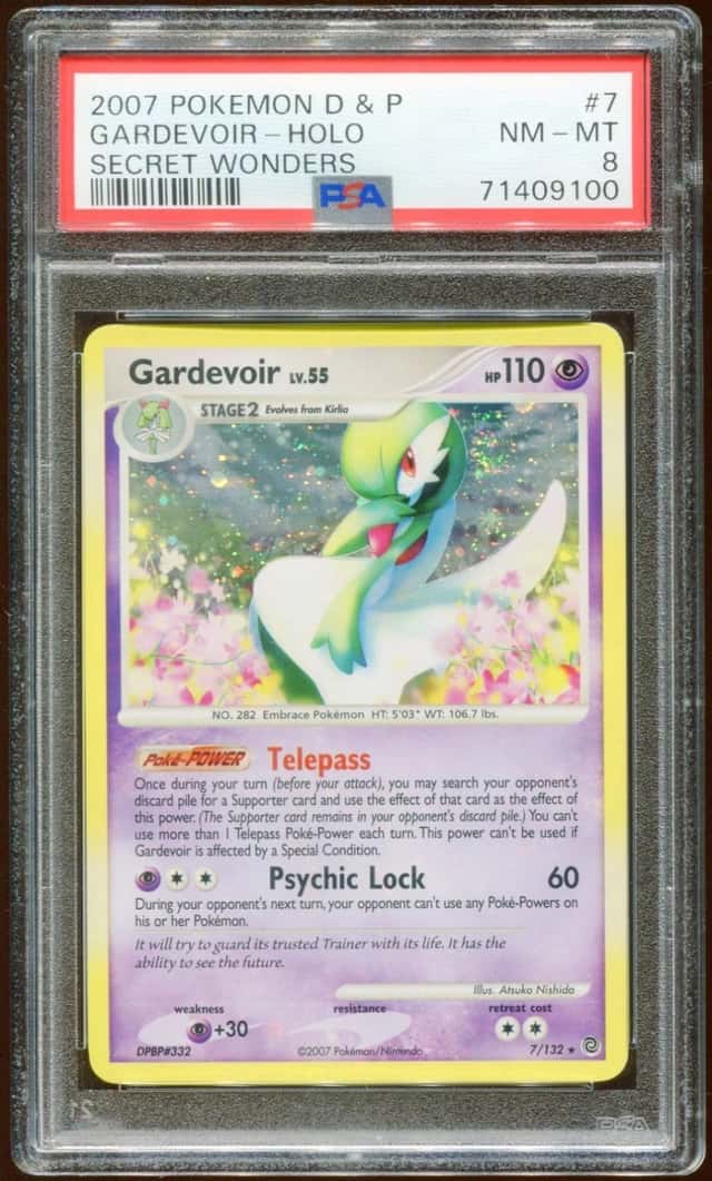 2007 POKEMON D&P SECRET WONDERS GARDEVOIR LV.55 #7/132 HOLO BLEED PSA 8 E10