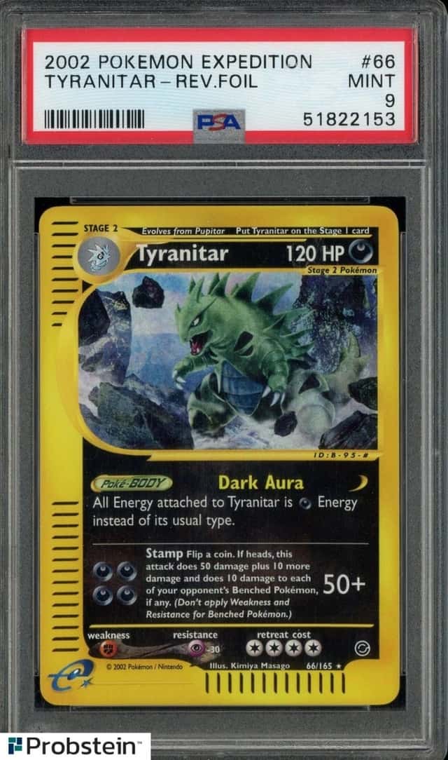 2002 Pokemon Expedition #66/165 Tyranitar Reverse Holo Foil PSA 9 MINT
