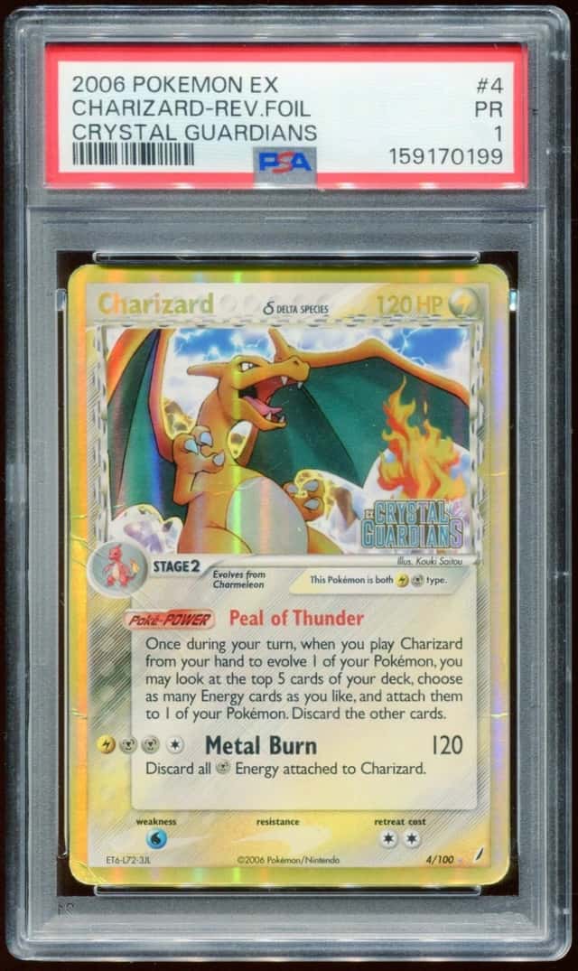 2006 POKEMON EX CRYSTAL GUARDIANS CHARIZARD #4/100 REVERSE HOLO FOIL PSA 1