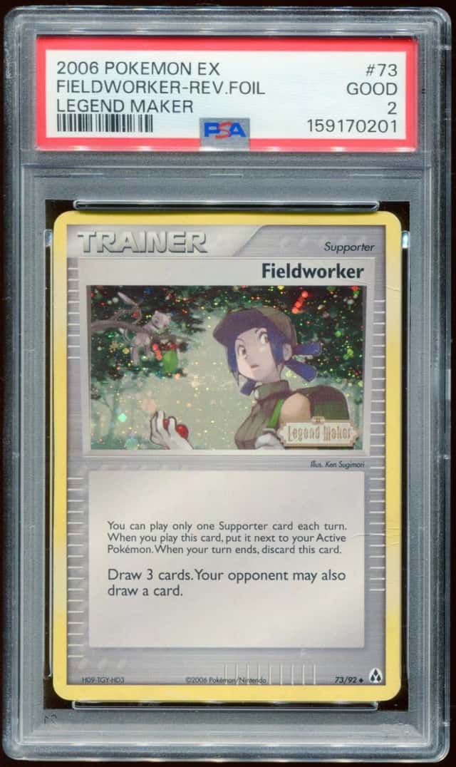 2006 POKEMON EX LEGEND MAKER FIELDWORKER #73/92 REVERSE HOLO FOIL PSA 2