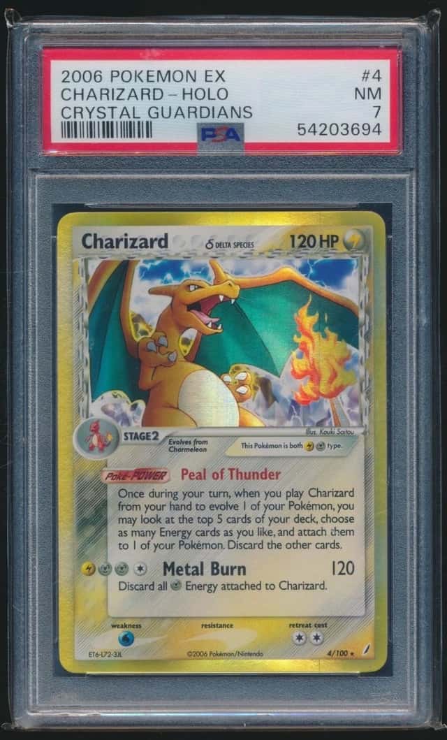 CHARIZARD DELTA 2006 POKEMON CRYSTAL GUARDIANS HOLO RARE 4/100 GRADED PSA 7 NM