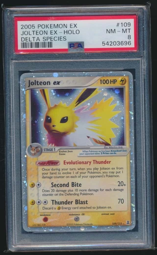JOLTEON EX 2005 POKEMON DELTA SPECIES HOLO RARE 109/113 GRADED PSA 8 NM-MT