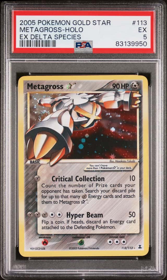 2005 POKEMON EX DELTA SPECIES GOLD STAR #113 METAGROSS-HOLO PSA 5 💫SWIRL
