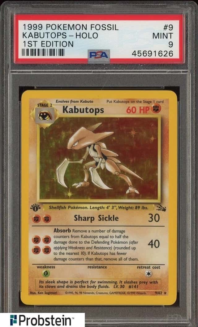 1999 Pokemon Fossil 1st Edition #9 Kabutops Holo PSA 9 MINT