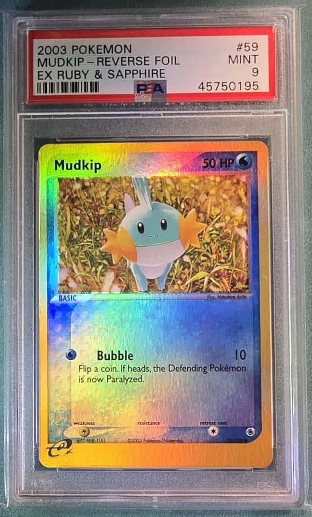 2003 Pokemon EX Ruby & Sapphire Mudkip Reverse Holo Foil #59 PSA 9 Mint POP 47