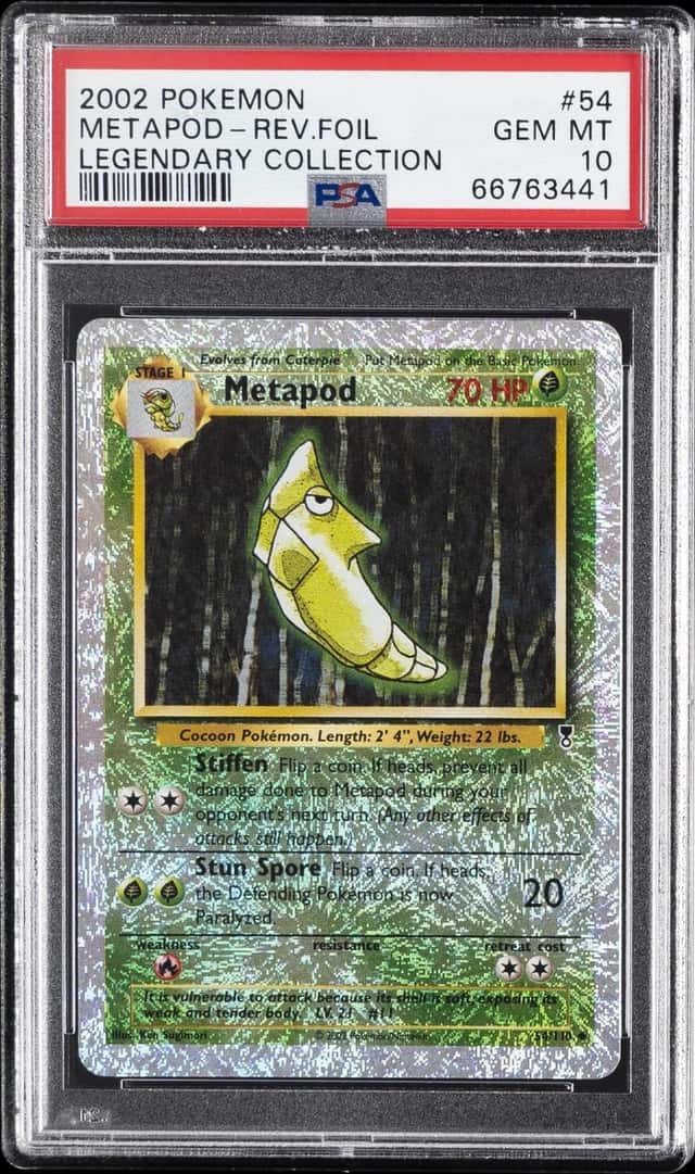 2002 POKEMON LEGENDARY COLLECTION #54 METAPOD-REVERSE FOIL PSA 10