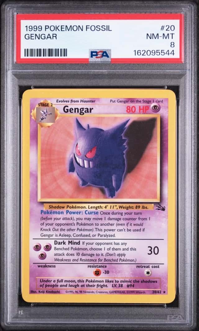 1999 POKEMON FOSSIL #20 GENGAR PSA 8