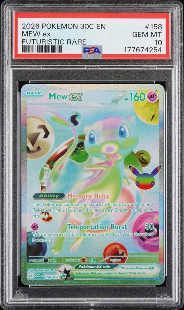 2026 POKEMON 30C EN-30TH CELEBRATION FUTURISTIC RARE #158 MEW EX PSA 10