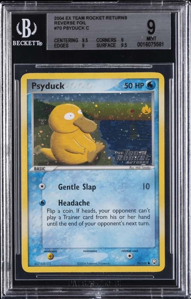 2004 POKEMON EX TEAM ROCKET RETURNS REVERSE HOLO #70 PSYDUCK BGS 9