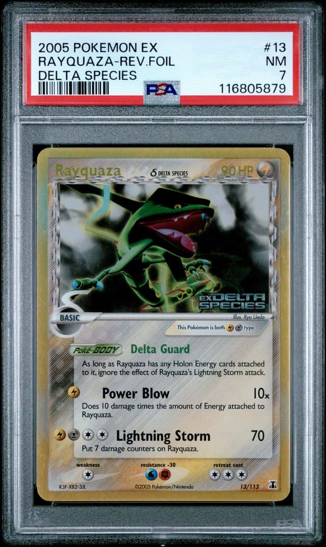 Rayquaza Reverse Foil #13 EX Delta Species 2005 Pokemon PSA 7 **STAMP**