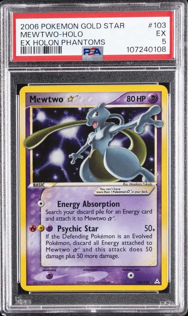 2006 POKEMON EX HOLON PHANTOMS GOLD STAR #103 MEWTWO-HOLO PSA 5