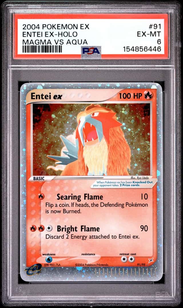 2004 POKEMON EX TEAM MAGMA VS TEAM AQUA #91 ENTEI EX-HOLO PSA 6
