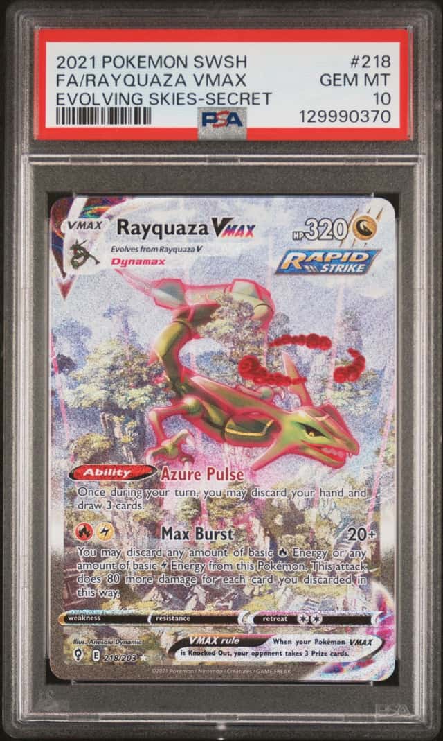 2021 Pokemon SWSH Evolving Skies Secret #218 FA Rayquaza VMAX PSA 10 GEM MINT