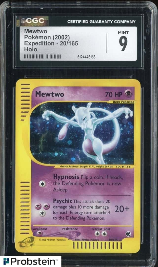 2002 Pokemon Expedtion Base Set #20/165 Mewtwo Holo CGC 9 MINT