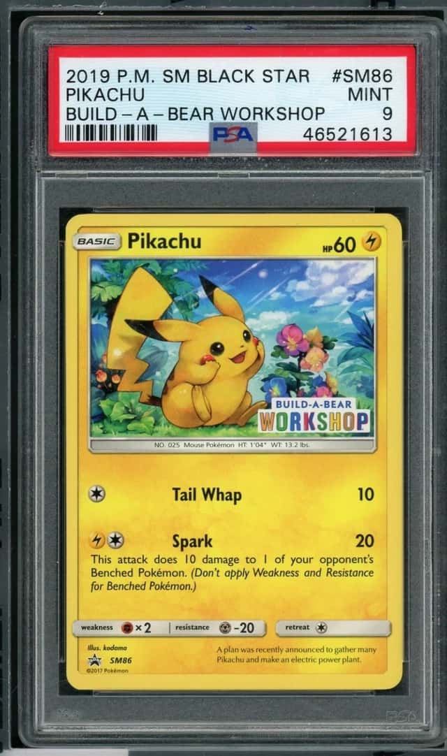 POKEMON PIKACHU 2019 SM BLACK STAR PROMO #SM86 BUILD-A-BEAR WORKSHOP PSA 9