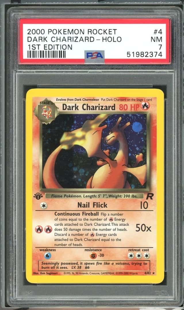 POKEMON DARK CHARIZARD-HOLO 2000 ROCKET #4 1ST ED PSA 7