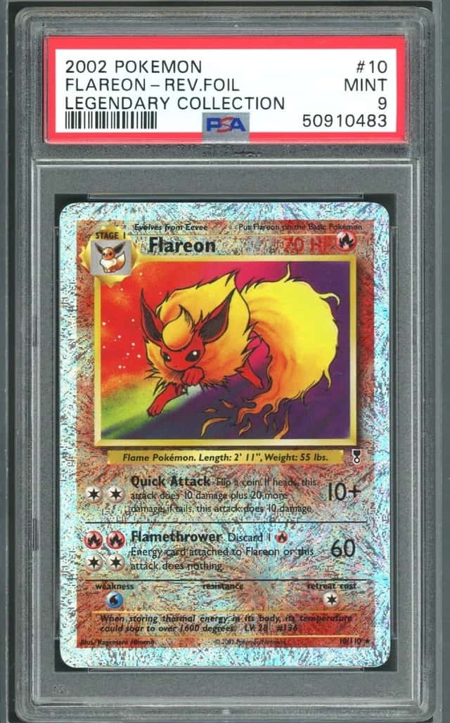 POKEMON FLAREON-REV.FOIL 2002 LEGENDARY COLLECTION #10 PSA 9