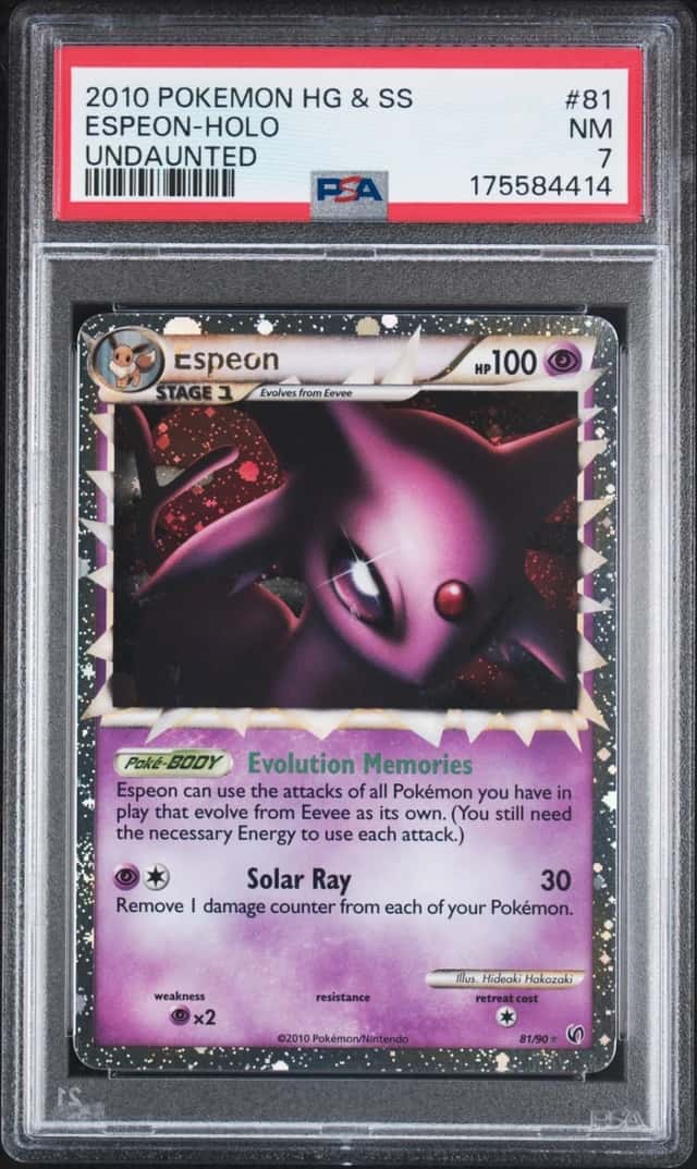 2010 POKEMON HEARTGOLD & SOULSILVER UNDAUNTED #81 ESPEON-HOLO PSA 7