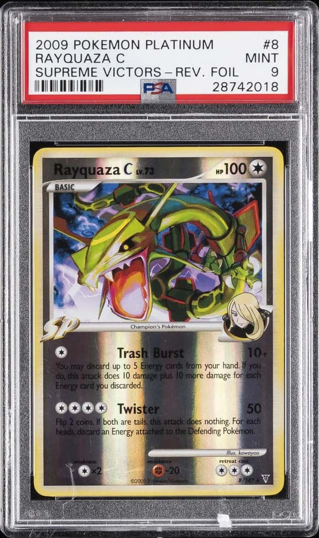 2009 POKEMON PLATINUM SUPREME VICTORS #8 RAYQUAZA C-REVERSE FOIL PSA 9