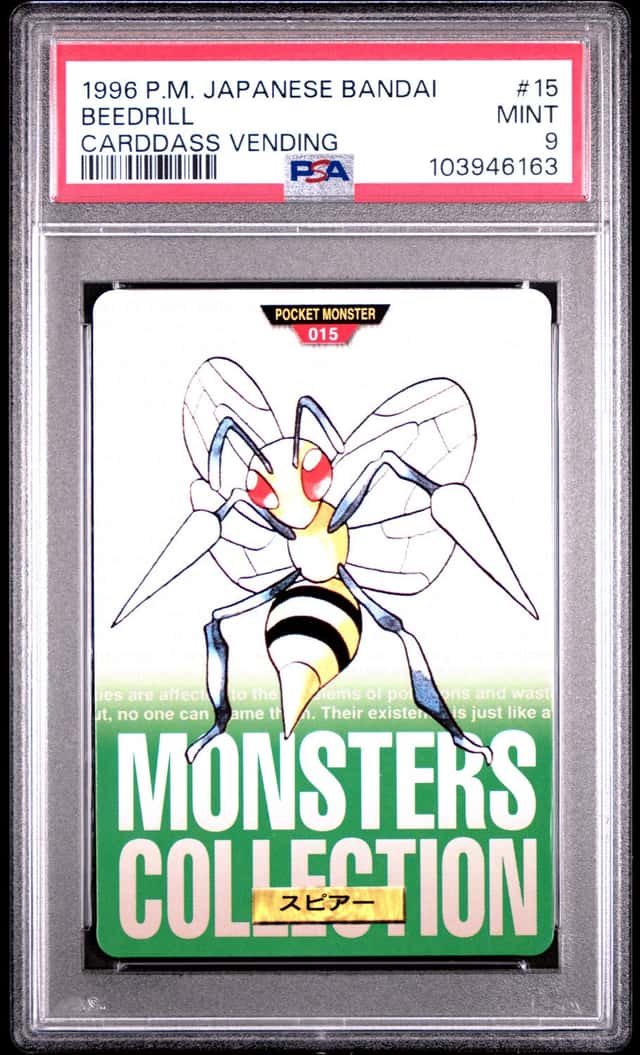 1996 POKEMON JAPANESE BANDAI CARDDASS VENDING #15 BEEDRILL PSA 9