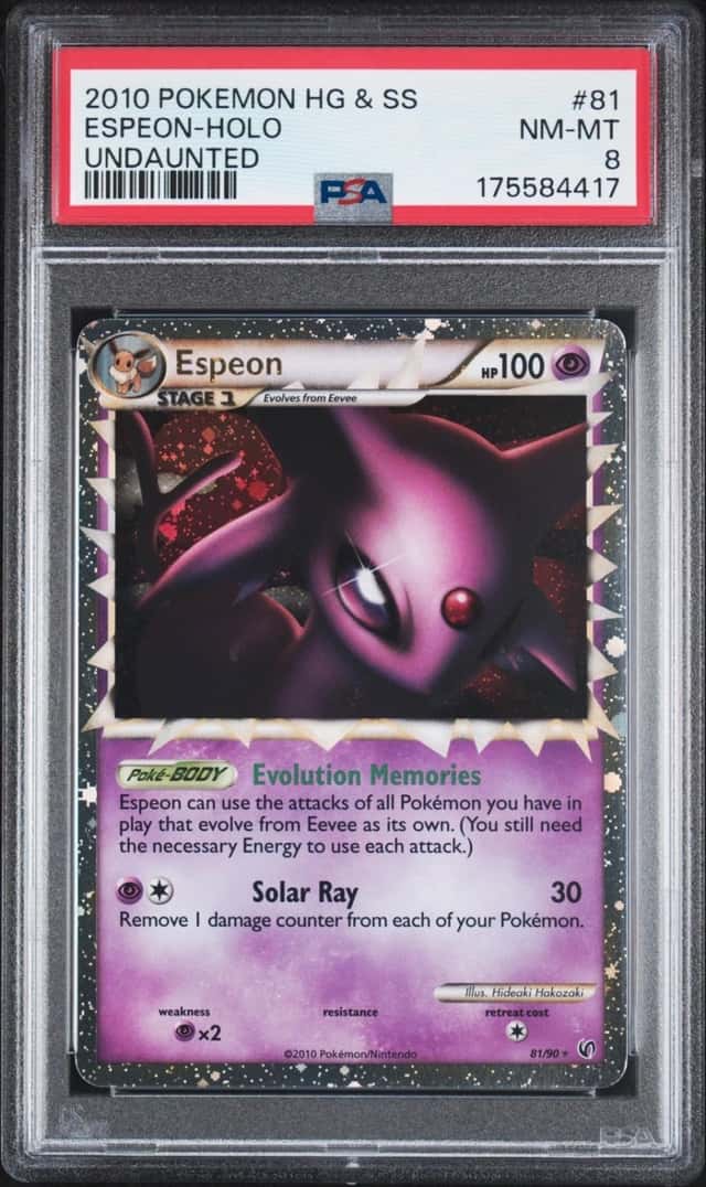 2010 POKEMON HEARTGOLD & SOULSILVER UNDAUNTED #81 ESPEON-HOLO PSA 8