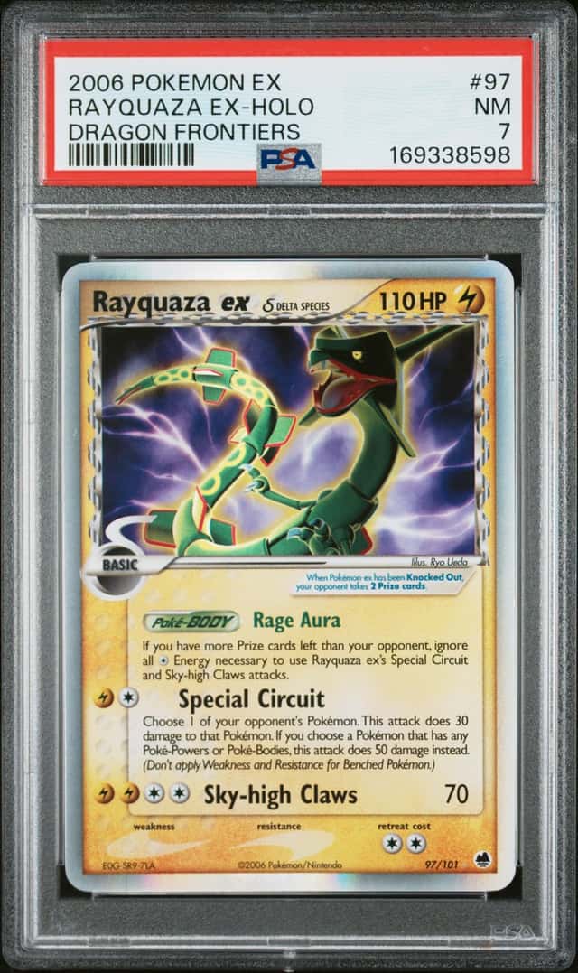 2006 POKEMON EX DRAGON FRONTIERS #97 RAYQUAZA EX-HOLO PSA 7