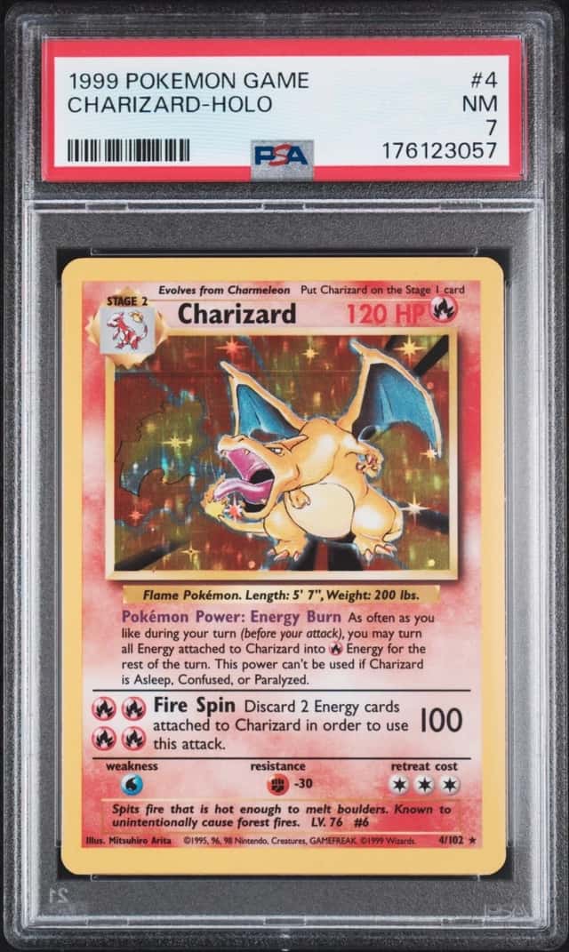 1999 POKEMON BASE SET UNLIMITED #4 CHARIZARD-HOLO PSA 7